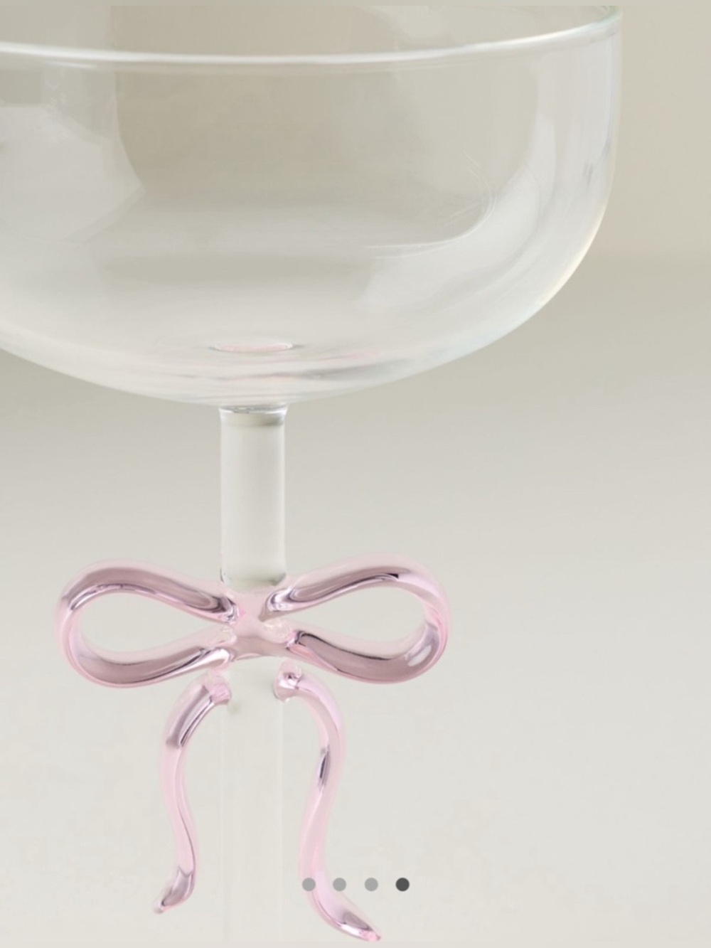 Anthropologie Benedita Pink Bow Benedita Coupe Glass - Picture 2 of 3